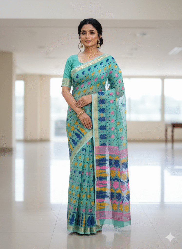 Pakha Jamdani Seafoam Green