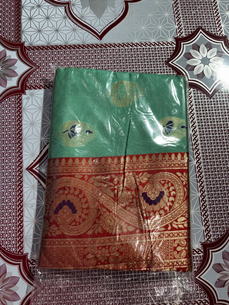 Fancy Banarasi Silk Mint Green-Red