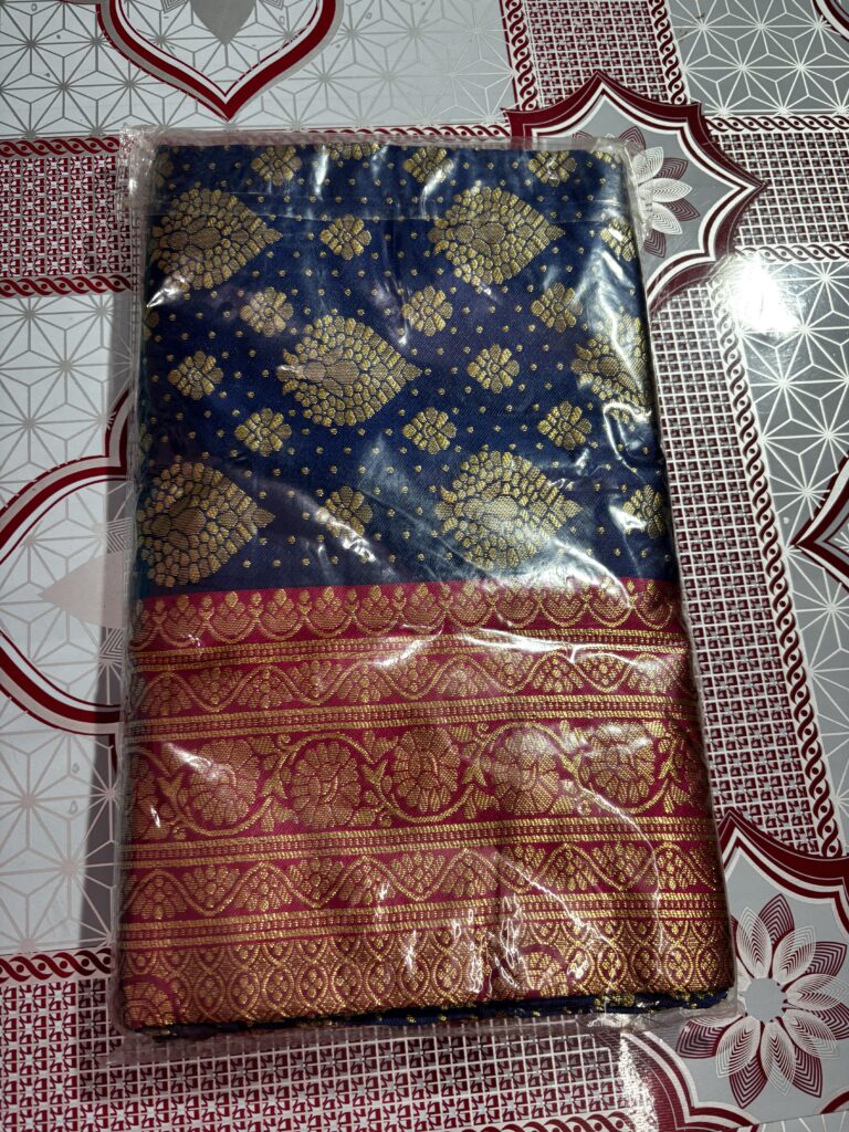 Fancy Banarasi Silk Navy Blue-Bright Pink