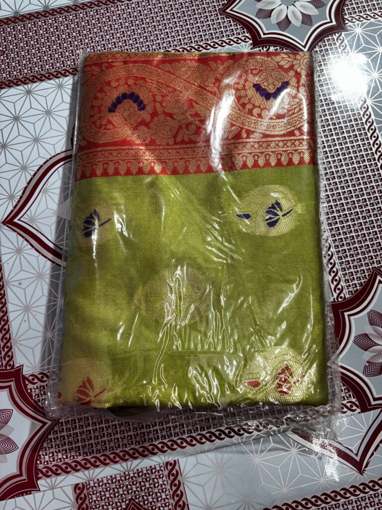Fancy Banarasi Silk Lime Green-Red