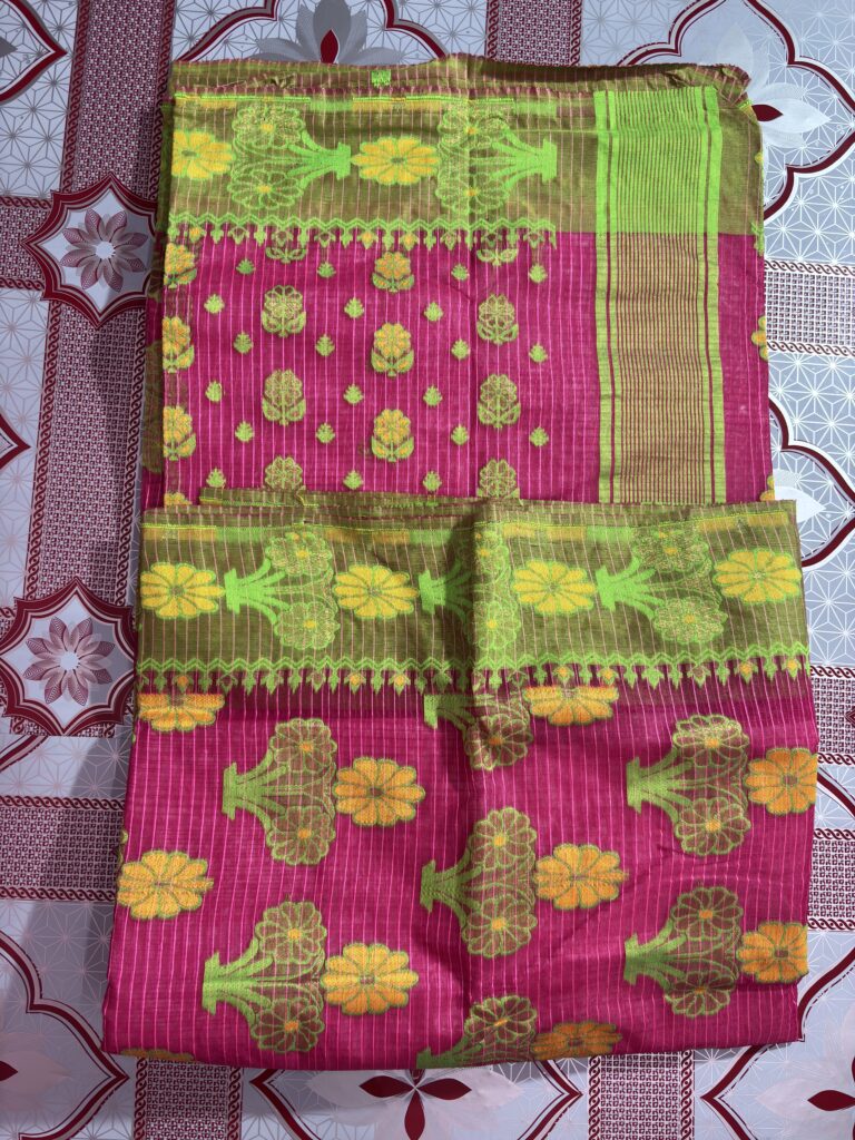 Silk Dhakai Vibrant Fuchsia pink