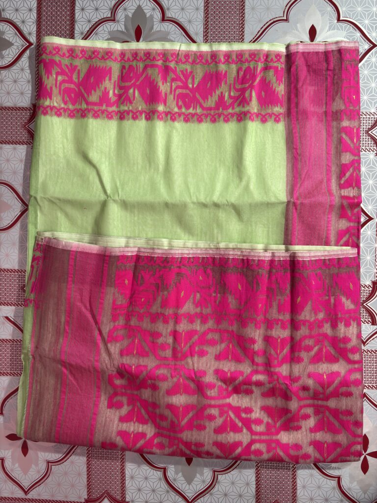 B.P Dhakai Lime Green-Bright Pink