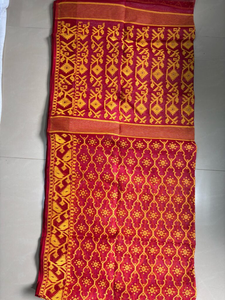 Jalbandi Dhakai Red-Yellow