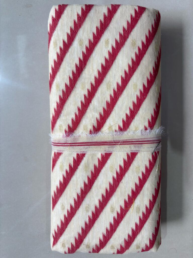 Karat Jamdani Cream-Red