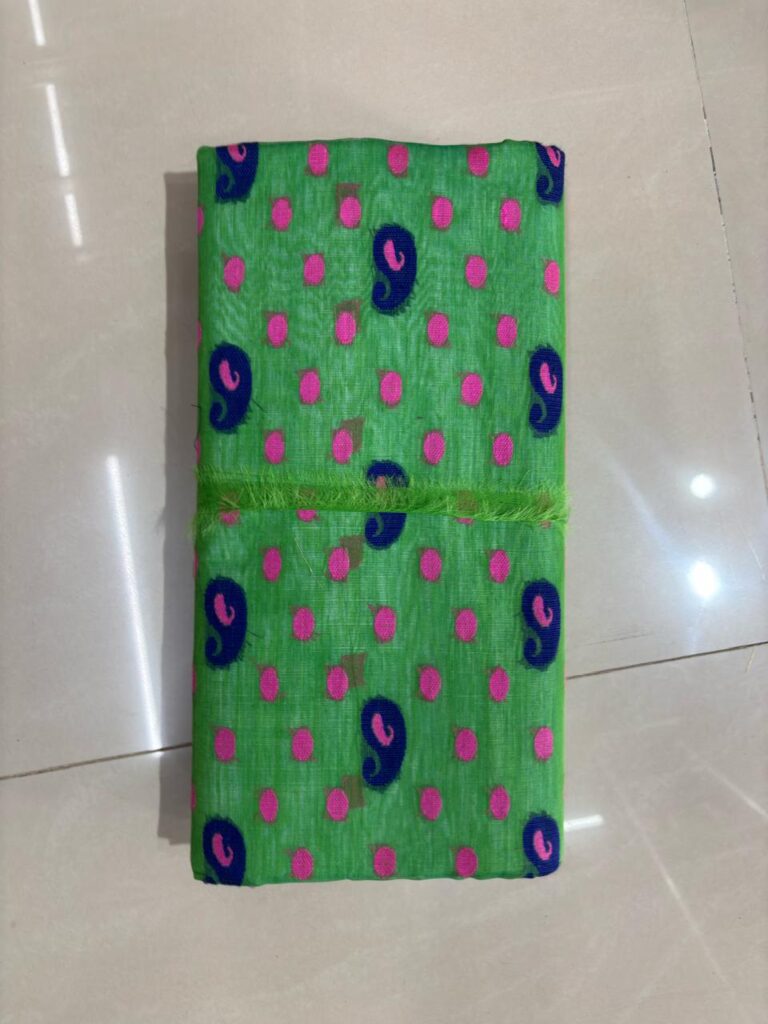 Allover Tussore Jamdani Bright green