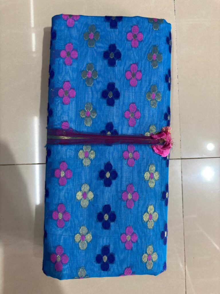 Allover Tussore Jamdani Bright Blue