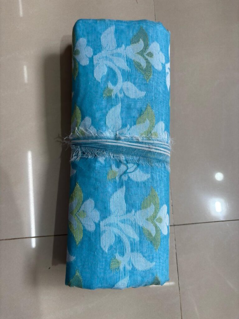 Beautiful Flower Dhakai Light Blue