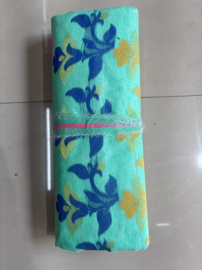 Beautiful Flower Dhakai Aqua Green