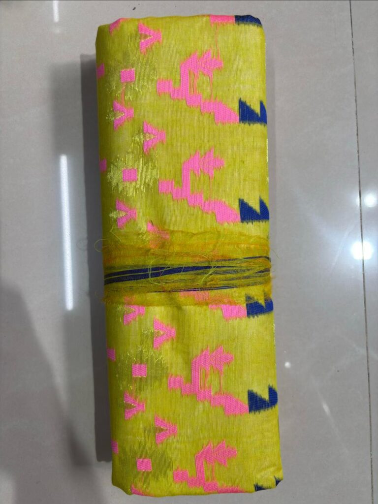 Lota Pata Design Jamdani Lime green