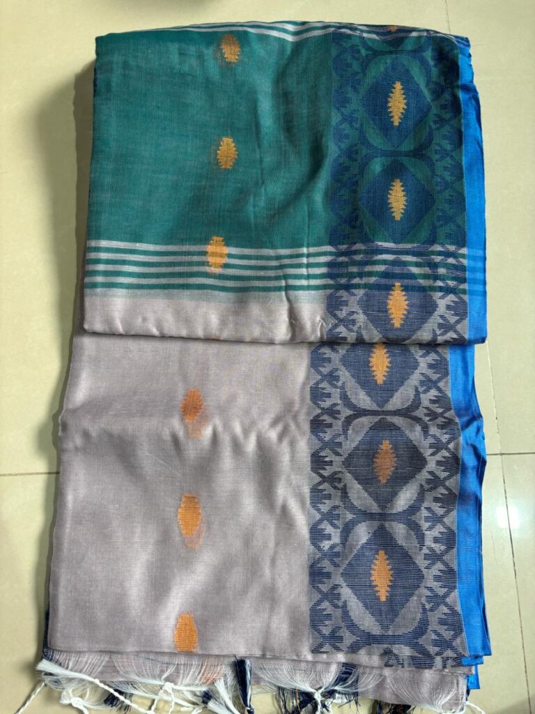 Fulia Design Handloom Teal-Light Grey