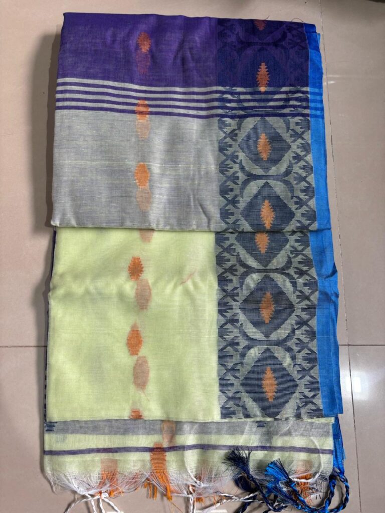 Fulia Design Handloom Lime Yellow-Deep Purple