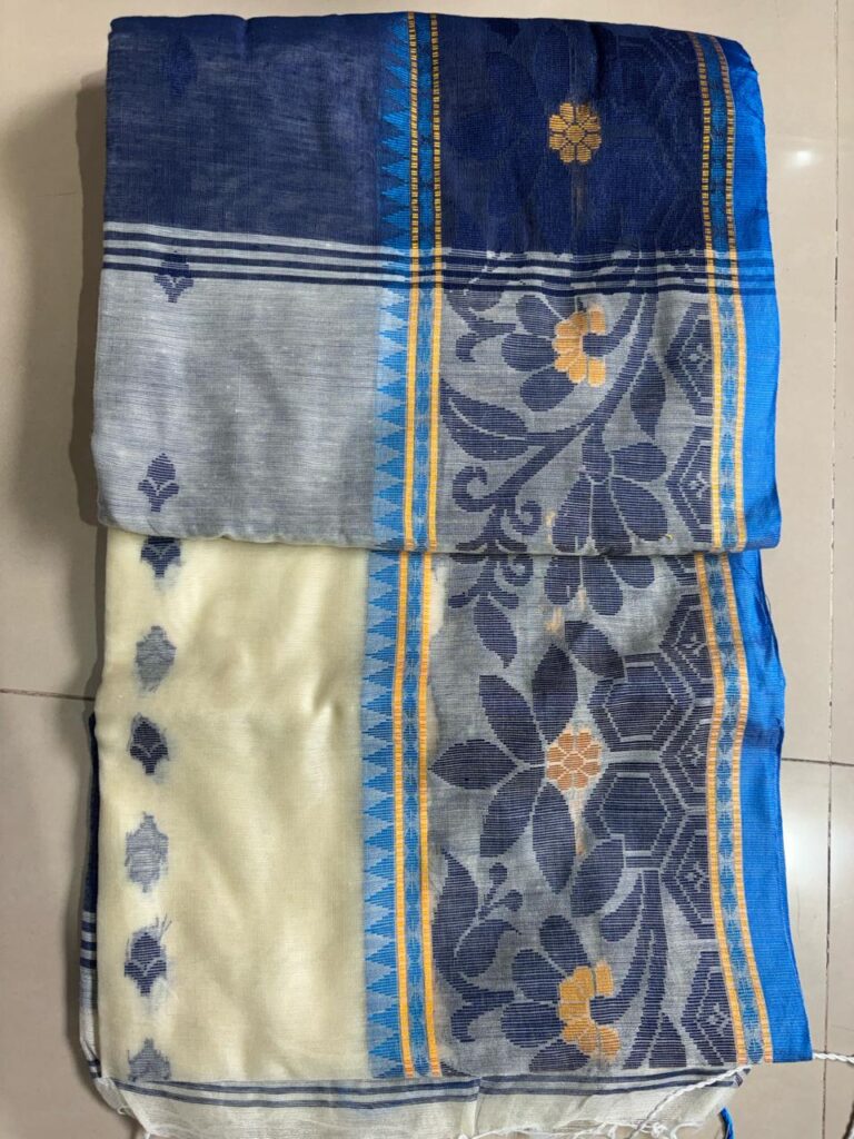 Fulia Design Handloom Cream-Dark Blue