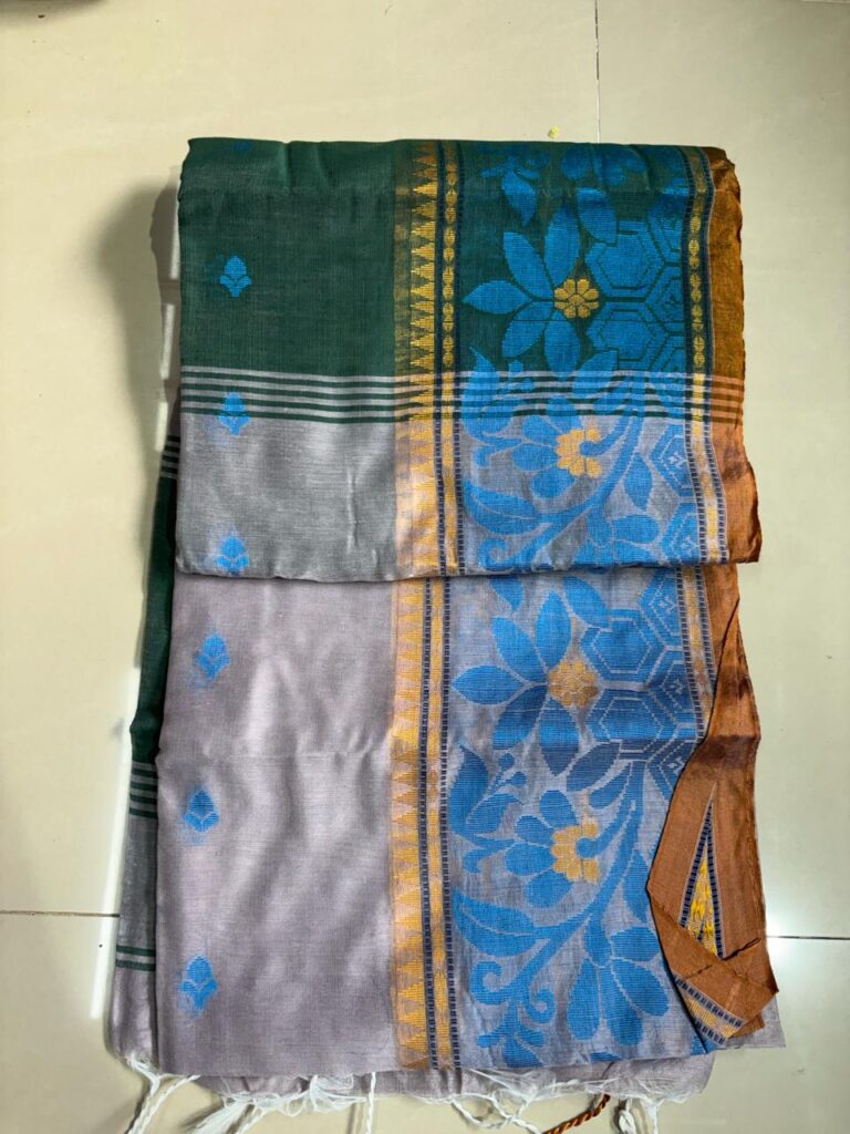 Fulia Design Handloom Dark Green-Blue Floral