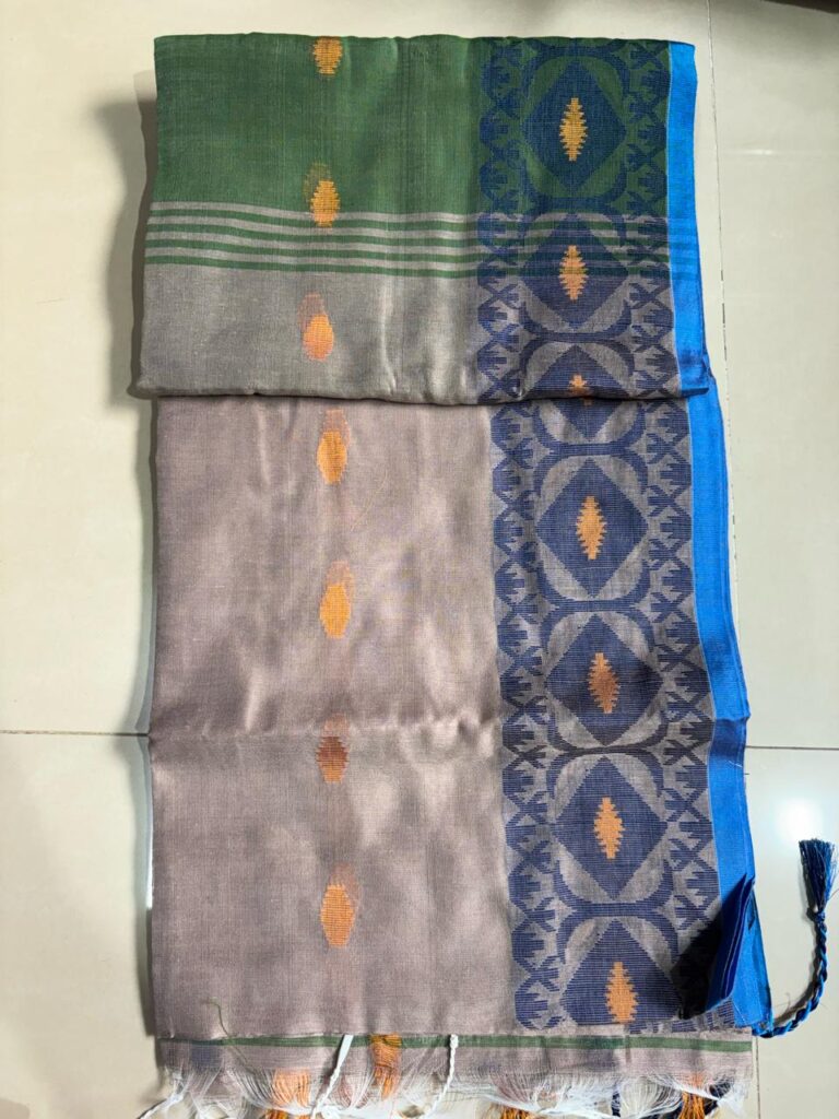 Fulia Design Handloom Muted Green-Light Grey Brown