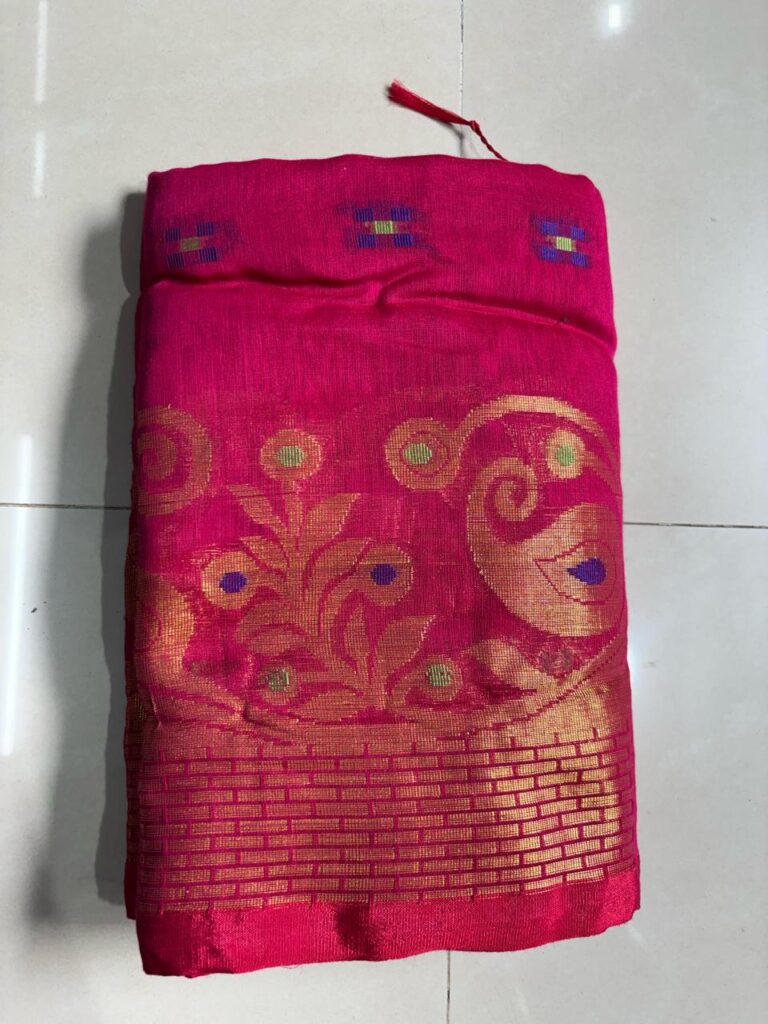 Copper Zari Work Handloom Vibrant pink