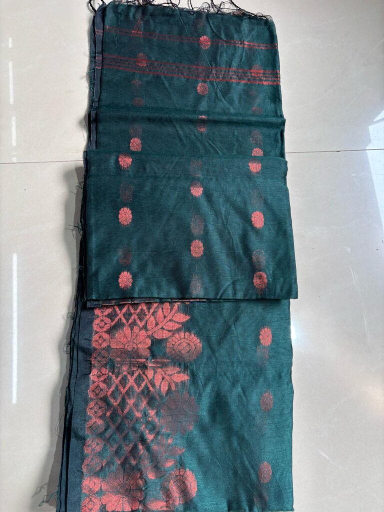 Copper Zari Work Handloom Deep Teal