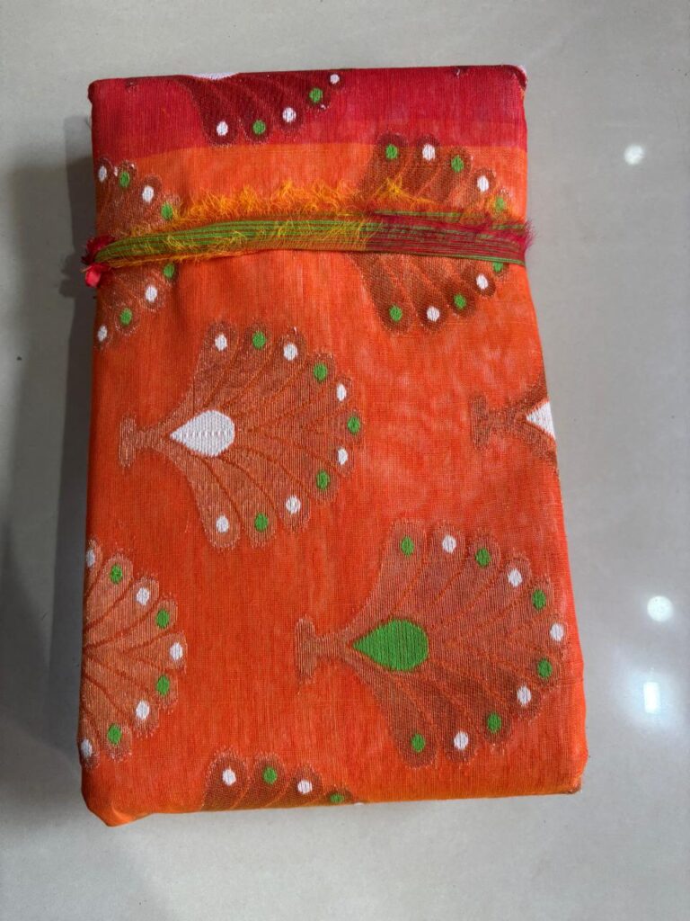 Beautiful Tussore Design 3 Orange