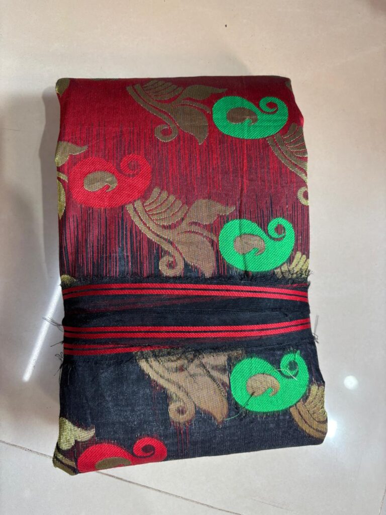 Beautiful Tussore Design 4 Black-Red